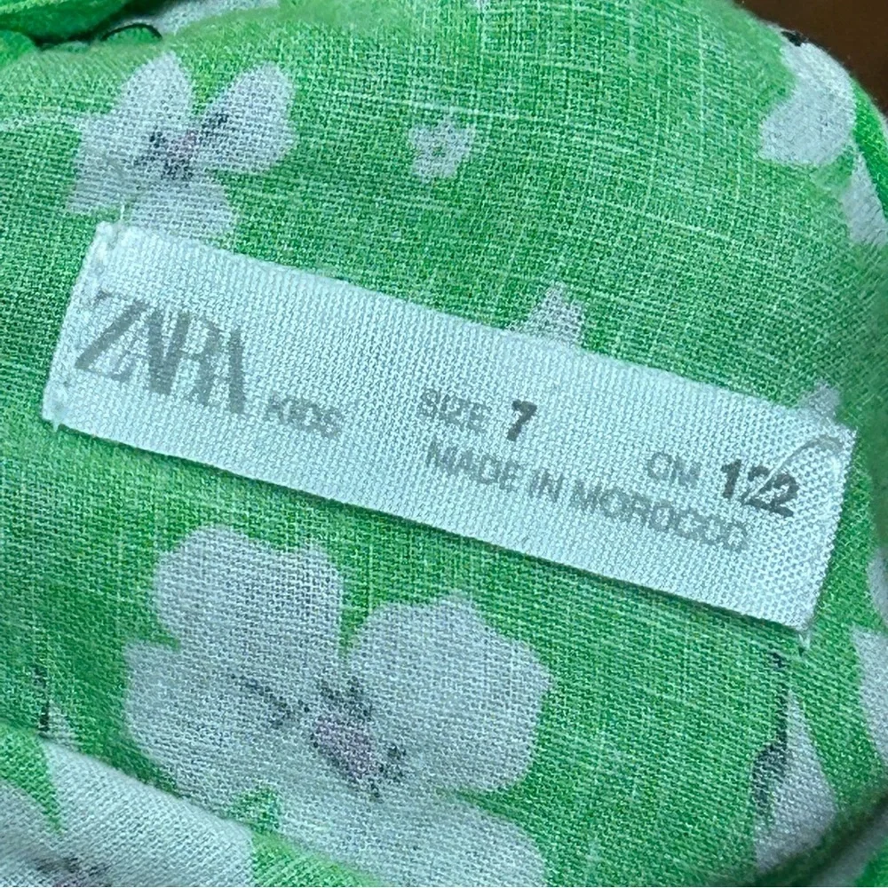 Zara girls Green Floral linen‎ Casual Dress